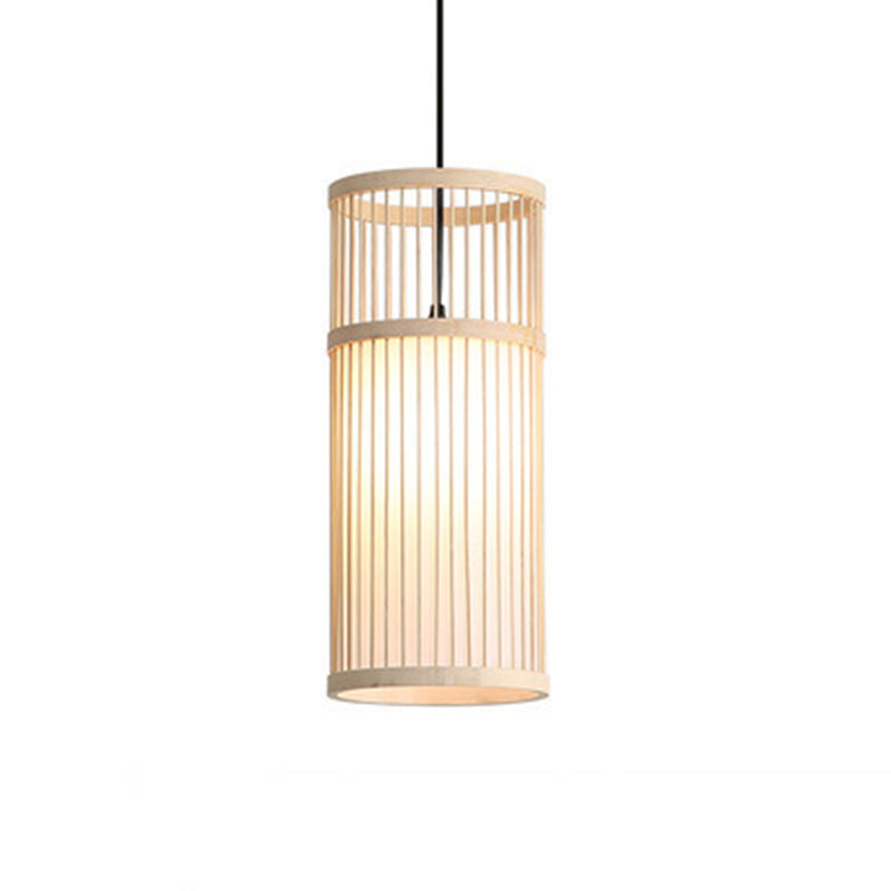 Cylinder Restaurant Suspension Lighting Bamboo 1������Head Minimalist Pendant Ceiling Light Wood Clearhalo 'Ceiling Lights' 'Pendant Lights' 'Pendants' Lighting' 2246770_090a5a47-0a32-4d0d-af18-8cebcc812e46