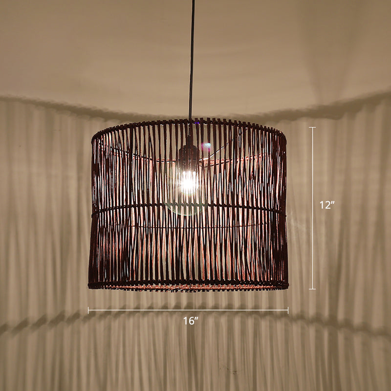 Rattan Drum Shaded Ceiling Light Modern Single Hanging Pendant Light for Restaurant Clearhalo 'Ceiling Lights' 'Pendant Lights' 'Pendants' Lighting' 2246778