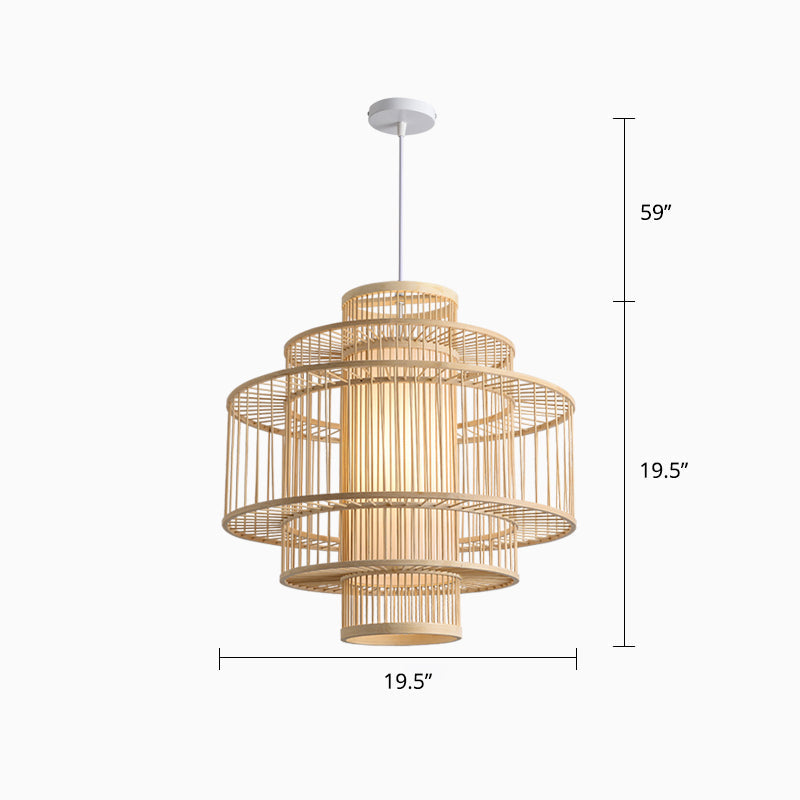 Bamboo Handcrafted Shade Ceiling Light Asian Style 1��Bulb Wood Hanging Light Fixture Wood A Clearhalo 'Ceiling Lights' 'Pendant Lights' 'Pendants' Lighting' 2246847_0ac50288-c095-4767-93cf-e92961d5c2b3