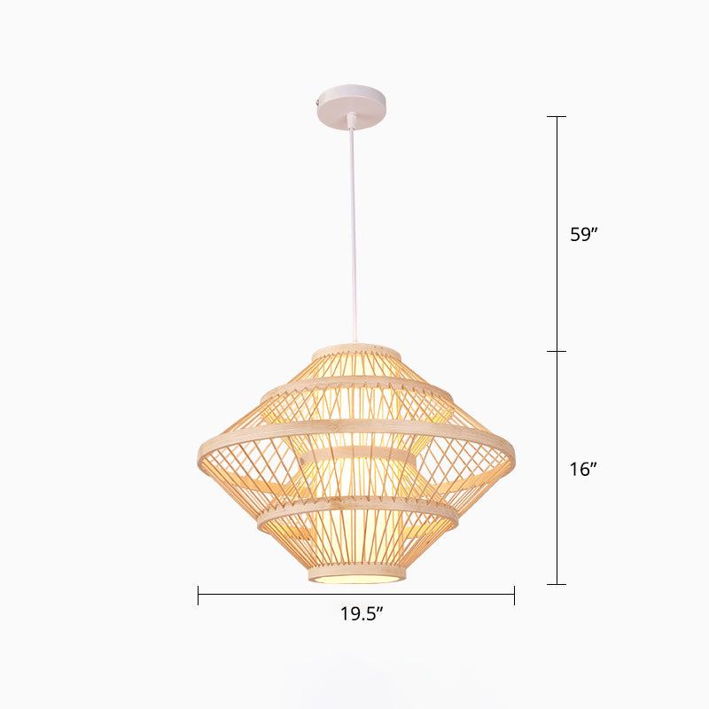 Bamboo Handcrafted Shade Ceiling Light Asian Style 1��Bulb Wood Hanging Light Fixture Clearhalo 'Ceiling Lights' 'Pendant Lights' 'Pendants' Lighting' 2246853