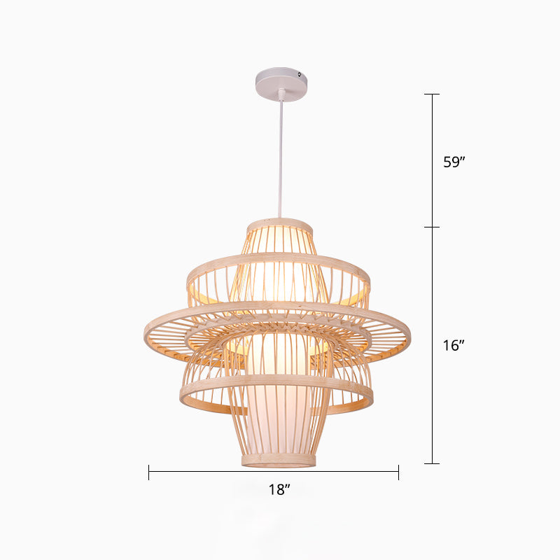 Bamboo Handcrafted Shade Ceiling Light Asian Style 1��Bulb Wood Hanging Light Fixture Wood C Clearhalo 'Ceiling Lights' 'Pendant Lights' 'Pendants' Lighting' 2246854_2de3736b-6077-43f4-8043-1a221cc79bd6
