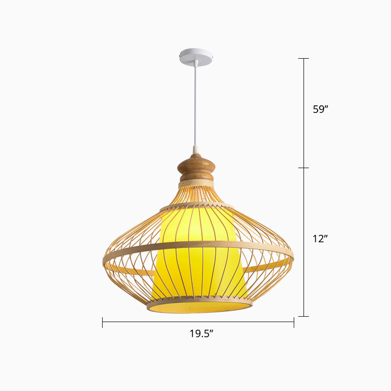 Bamboo Handcrafted Shade Ceiling Light Asian Style 1��Bulb Wood Hanging Light Fixture Wood E Clearhalo 'Ceiling Lights' 'Pendant Lights' 'Pendants' Lighting' 2246855_69285898-d9a7-4463-80a7-a0c6952efb08