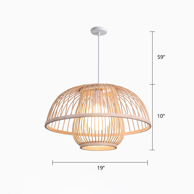 Bamboo Handcrafted Shade Ceiling Light Asian Style 1��Bulb Wood Hanging Light Fixture Wood G Clearhalo 'Ceiling Lights' 'Pendant Lights' 'Pendants' Lighting' 2246857_166f5ba7-ad26-40b8-84bc-1c1fc0e657fe