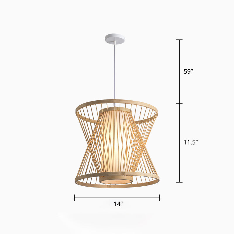 Bamboo Handcrafted Shade Ceiling Light Asian Style 1��Bulb Wood Hanging Light Fixture Wood I Clearhalo 'Ceiling Lights' 'Pendant Lights' 'Pendants' Lighting' 2246858_81a8da1e-7922-4d4e-9ad4-9ca91cad4fcc