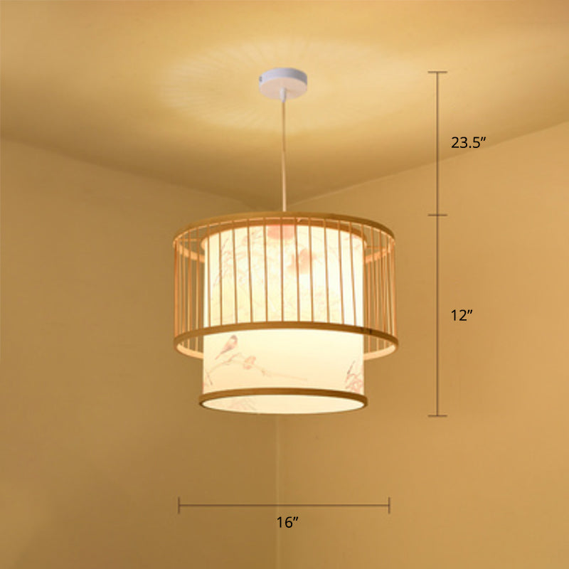 Bamboo Handcrafted Shade Ceiling Light Asian Style 1��Bulb Wood Hanging Light Fixture Wood K Clearhalo 'Ceiling Lights' 'Pendant Lights' 'Pendants' Lighting' 2246862_3ebd9f9e-7540-44f1-b282-1eff137e9af3
