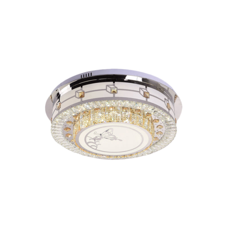 23.5"/31.5" W Round Crystal Flush Mount Light Contemporary LED Chrome Ceiling Mounted Fixture with Butterfly Pattern Clearhalo 'Ceiling Lights' 'Close To Ceiling Lights' 'Close to ceiling' 'Flush mount' Lighting' 224690