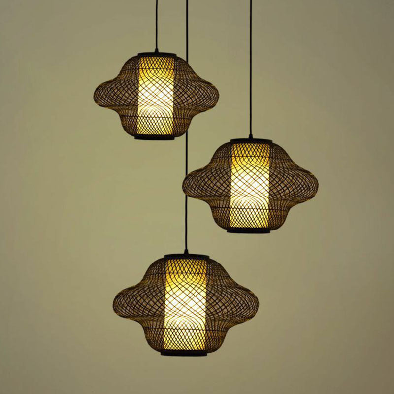 Asian Style Handwoven Suspension Lighting Bamboo 1 Head Restaurant Pendant Ceiling Light Clearhalo 'Ceiling Lights' 'Lighting' 'Pendant Lights' 2246905_62fe6821-29f4-476b-ad5b-0f707b9da493