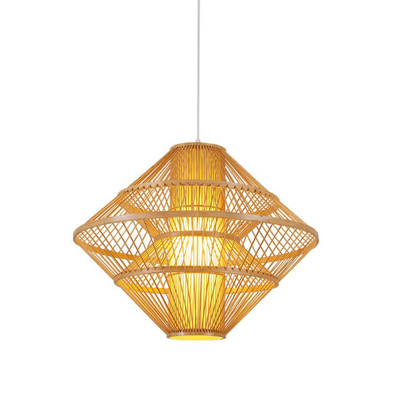 Asian Style Layered Shade Ceiling Light Bamboo 1��Bulb Tea Room Hanging Light Fixture Clearhalo 'Ceiling Lights' 'Pendant Lights' 'Pendants' Lighting' 2246945