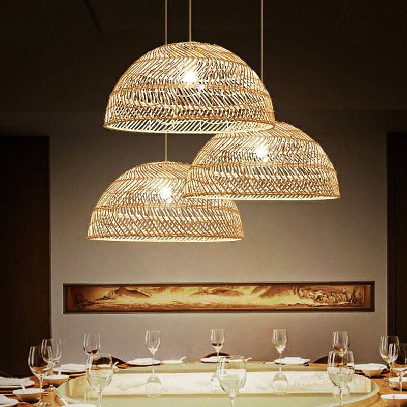 Handcrafted Suspension Lighting Minimalist Rattan 1 Head Restaurant Pendant Ceiling Light in Wood Wood C Clearhalo 'Ceiling Lights' 'Lighting' 'Pendant Lights' 2246958_8ec7c74e-8be4-4795-b861-e2e2745d2529