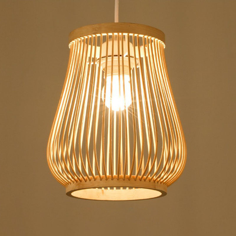 Handmade Restaurant Ceiling Light Bamboo Single Modern Style Hanging Pendant Light in Wood Clearhalo 'Ceiling Lights' 'Pendant Lights' 'Pendants' Lighting' 2246962