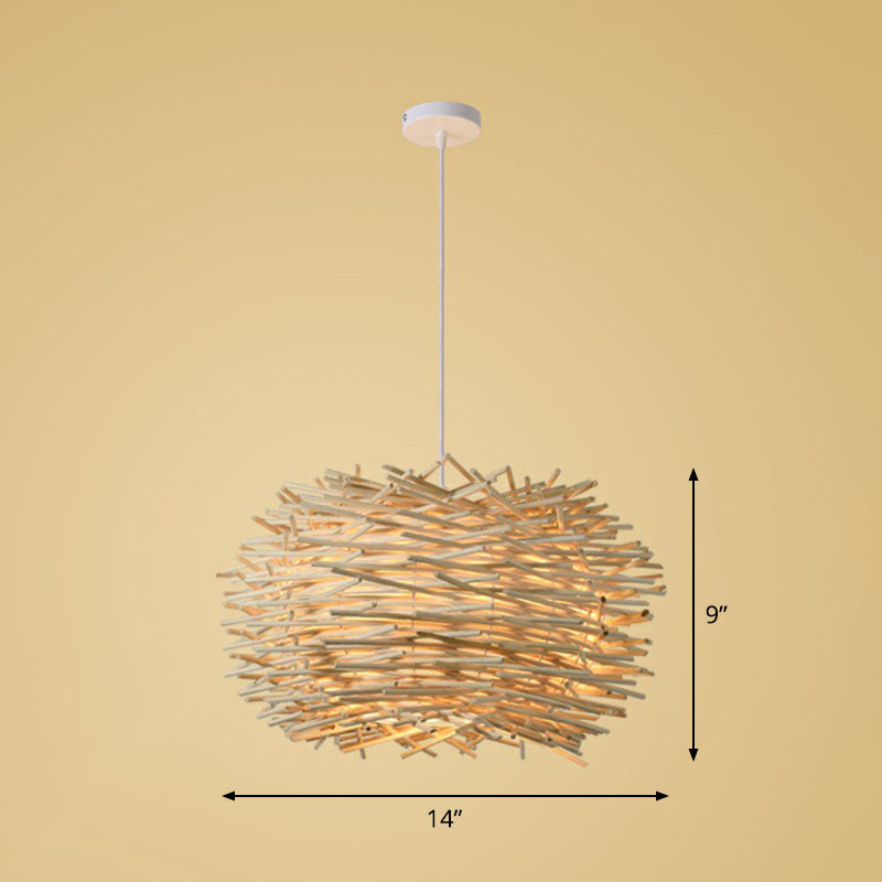 Bamboo Handmade Suspension Light Simplicity 1-Light Pendant Light Fixture in Wood Wood C Clearhalo 'Ceiling Lights' 'Pendant Lights' 'Pendants' Lighting' 2247019_a14c93ed-c60a-4f8f-9007-32d12648b7ba