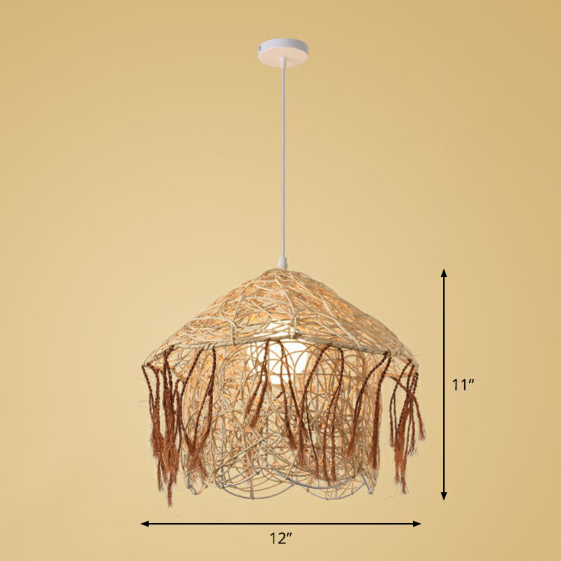 Bamboo Handmade Suspension Light Simplicity 1-Light Pendant Light Fixture in Wood Wood E Clearhalo 'Ceiling Lights' 'Pendant Lights' 'Pendants' Lighting' 2247024_f8ac83a3-5055-41f1-85af-6dc5e8979f31