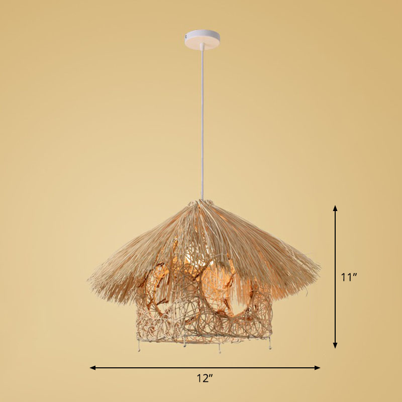 Bamboo Handmade Suspension Light Simplicity 1-Light Pendant Light Fixture in Wood Wood F Clearhalo 'Ceiling Lights' 'Pendant Lights' 'Pendants' Lighting' 2247025_d5696e4d-fabe-4c17-8db9-d8ac95bde67b