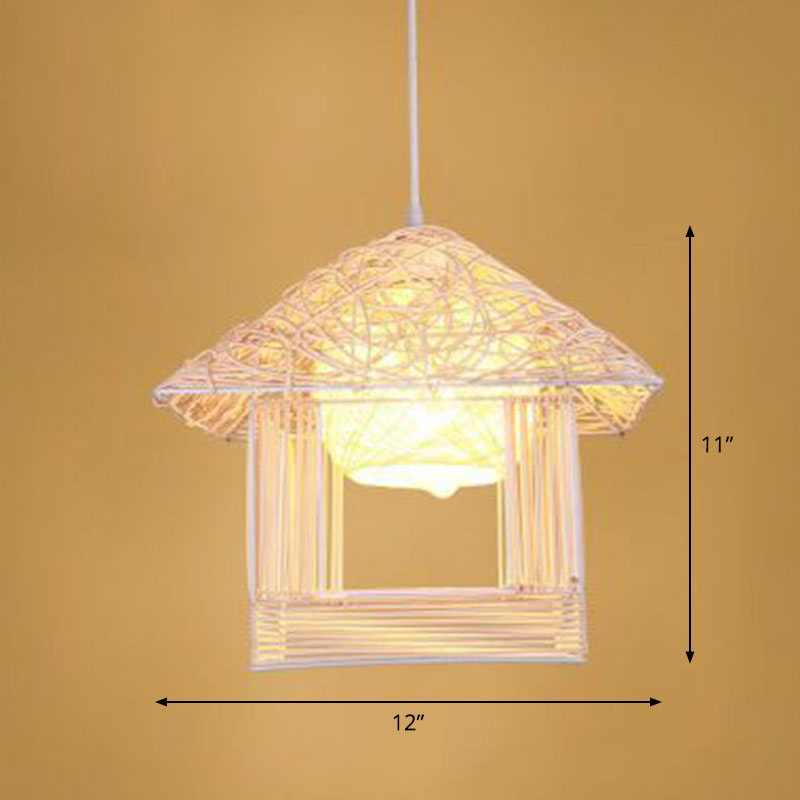 Bamboo Handmade Suspension Light Simplicity 1-Light Pendant Light Fixture in Wood Wood K Clearhalo 'Ceiling Lights' 'Pendant Lights' 'Pendants' Lighting' 2247027_52bf28db-3758-4f47-b364-a211337ff5ae