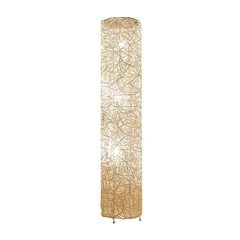 Handcrafted Shade Floor Lighting Asian Style Rattan 3 Heads Tea Room Standing Lamp Clearhalo 'Floor Lamps' 'Lamps' Lighting' 2247173