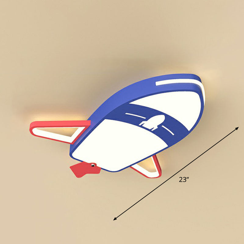 Childrens Plane LED Flush Mount Acrylic Nursery Flushmount Ceiling Lighting in Blue Blue 23" Remote Control Stepless Dimming Clearhalo 'Ceiling Lights' 'Close To Ceiling Lights' 'Close to ceiling' 'Flush mount' Lighting' 2247191