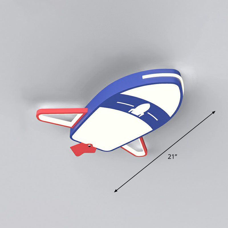 Childrens Plane LED Flush Mount Acrylic Nursery Flushmount Ceiling Lighting in Blue Blue 21" White Clearhalo 'Ceiling Lights' 'Close To Ceiling Lights' 'Close to ceiling' 'Flush mount' Lighting' 2247195
