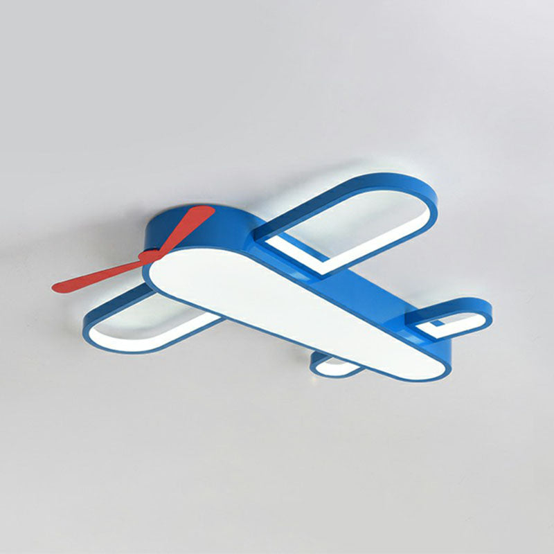 Airplane Bedroom Flush Mount Lighting Acrylic Kids Style LED Flush Mount Fixture in Blue Blue 25.5" White Clearhalo 'Ceiling Lights' 'Close To Ceiling Lights' 'Close to ceiling' 'Flush mount' Lighting' 2247252