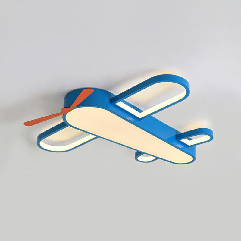 Airplane Bedroom Flush Mount Lighting Acrylic Kids Style LED Flush Mount Fixture in Blue Blue 25.5" Warm Clearhalo 'Ceiling Lights' 'Close To Ceiling Lights' 'Close to ceiling' 'Flush mount' Lighting' 2247258