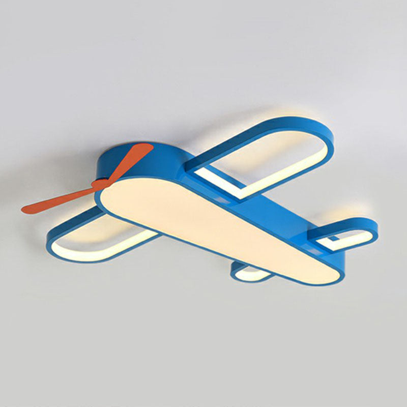 Airplane Bedroom Flush Mount Lighting Acrylic Kids Style LED Flush Mount Fixture in Blue Blue 29.5" Warm Clearhalo 'Ceiling Lights' 'Close To Ceiling Lights' 'Close to ceiling' 'Flush mount' Lighting' 2247260