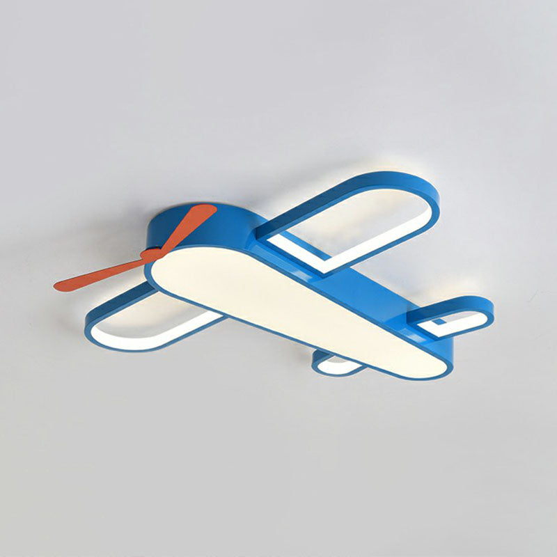 Airplane Bedroom Flush Mount Lighting Acrylic Kids Style LED Flush Mount Fixture in Blue Blue 25.5" Third Gear Clearhalo 'Ceiling Lights' 'Close To Ceiling Lights' 'Close to ceiling' 'Flush mount' Lighting' 2247262