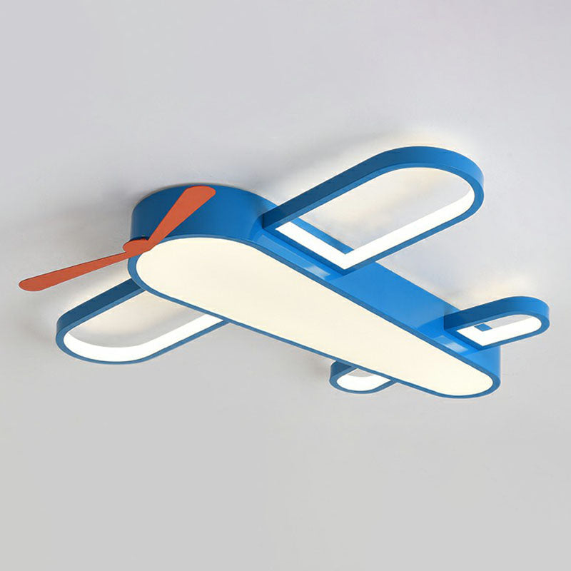 Airplane Bedroom Flush Mount Lighting Acrylic Kids Style LED Flush Mount Fixture in Blue Blue 29.5" Third Gear Clearhalo 'Ceiling Lights' 'Close To Ceiling Lights' 'Close to ceiling' 'Flush mount' Lighting' 2247263