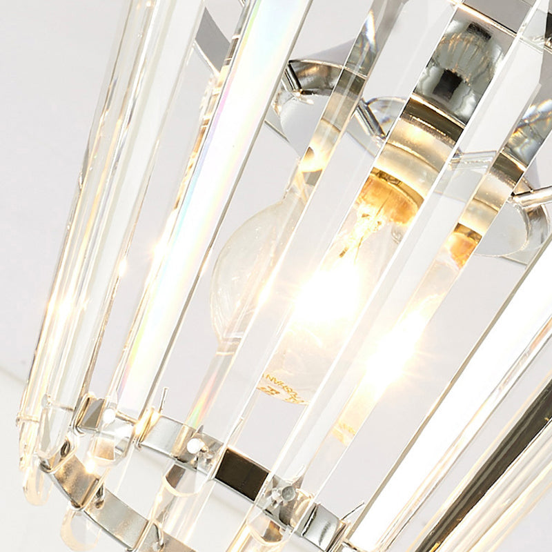 Spiral/Cone/Cylinder Kitchen Flush Light Minimalist Crystal 1 Light Chrome Ceiling Lighting Clearhalo 'Ceiling Lights' 'Close To Ceiling Lights' 'Close to ceiling' 'Flush mount' Lighting' 224742