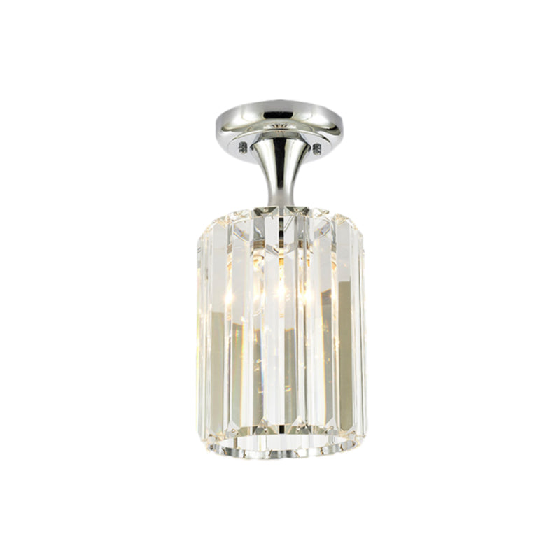 Spiral/Cone/Cylinder Kitchen Flush Light Minimalist Crystal 1 Light Chrome Ceiling Lighting Clearhalo 'Ceiling Lights' 'Close To Ceiling Lights' 'Close to ceiling' 'Flush mount' Lighting' 224744