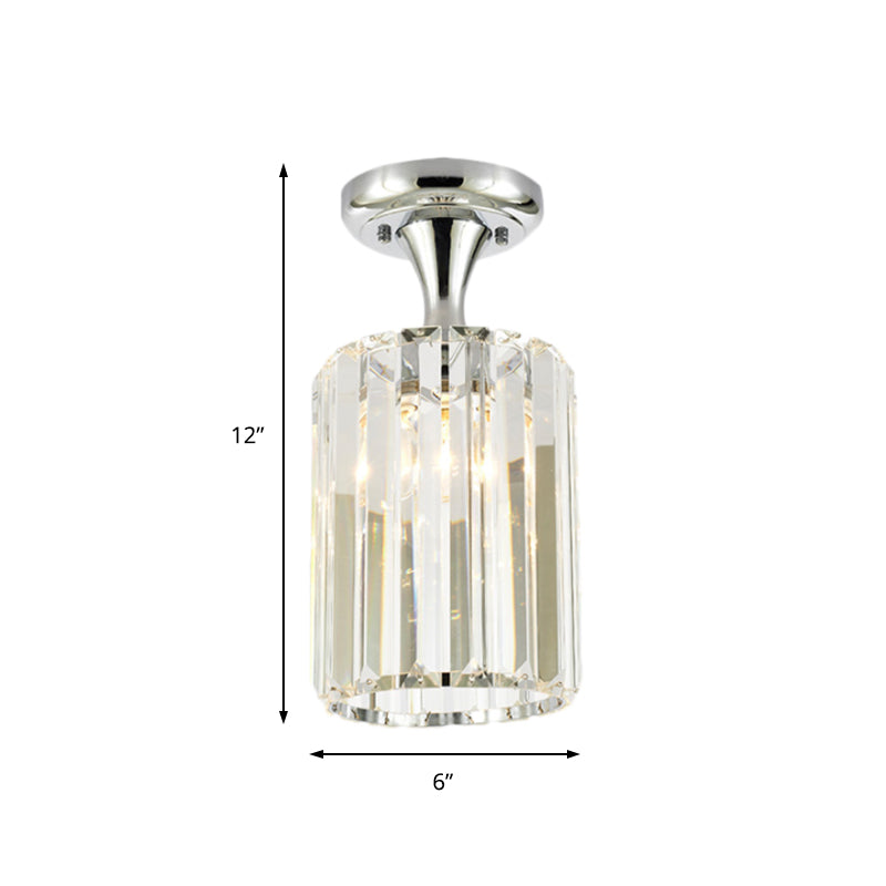 Spiral/Cone/Cylinder Kitchen Flush Light Minimalist Crystal 1 Light Chrome Ceiling Lighting Clearhalo 'Ceiling Lights' 'Close To Ceiling Lights' 'Close to ceiling' 'Flush mount' Lighting' 224745