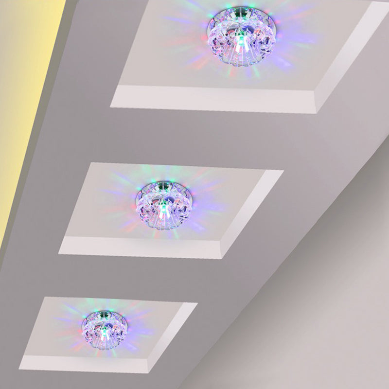 Floral Crystal Flush Mount Lighting Minimalist Clear LED Flush Mount Fixture for Hallway Clearhalo 'Ceiling Lights' 'Close To Ceiling Lights' 'Close to ceiling' 'Flush mount' Lighting' 2247472