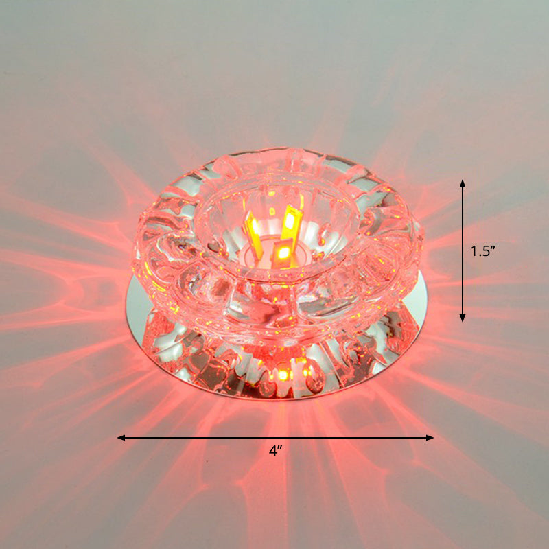 Floral Crystal Flush Mount Lighting Minimalist Clear LED Flush Mount Fixture for Hallway Clear Red Clearhalo 'Ceiling Lights' 'Close To Ceiling Lights' 'Close to ceiling' 'Flush mount' Lighting' 2247473