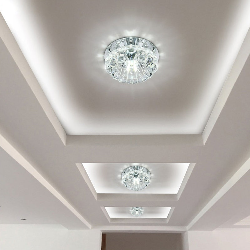Floral Crystal Flush Mount Lighting Minimalist Clear LED Flush Mount Fixture for Hallway Clearhalo 'Ceiling Lights' 'Close To Ceiling Lights' 'Close to ceiling' 'Flush mount' Lighting' 2247477