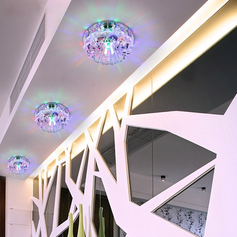 Floral Crystal Flush Mount Lighting Minimalist Clear LED Flush Mount Fixture for Hallway Clearhalo 'Ceiling Lights' 'Close To Ceiling Lights' 'Close to ceiling' 'Flush mount' Lighting' 2247479