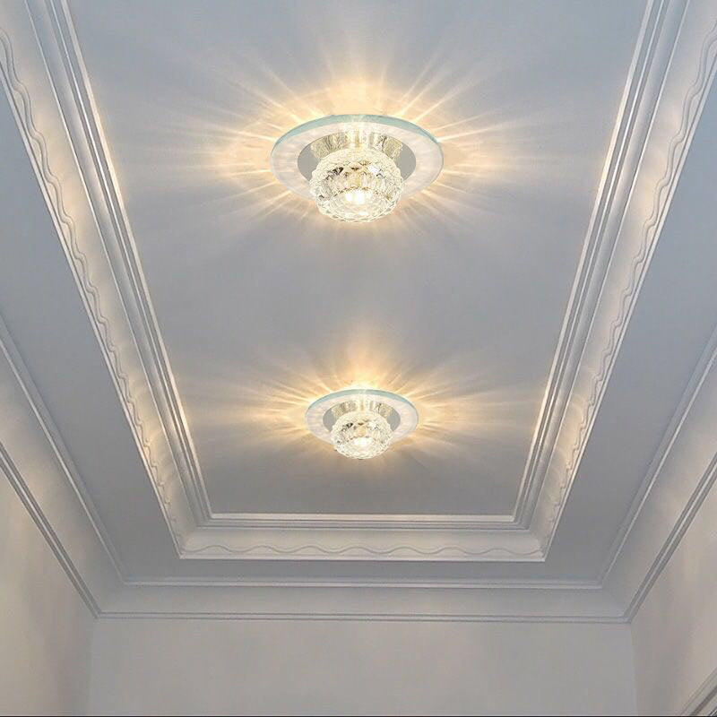 Bud Flush Ceiling Light Contemporary Crystal Corridor LED Flush Mount Lighting Fixture in Clear Clearhalo 'Ceiling Lights' 'Close To Ceiling Lights' 'Close to ceiling' 'Flush mount' Lighting' 2247535
