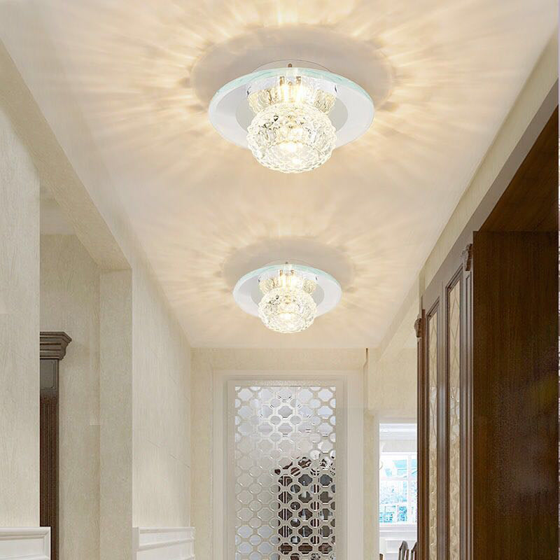 Bud Flush Ceiling Light Contemporary Crystal Corridor LED Flush Mount Lighting Fixture in Clear Clearhalo 'Ceiling Lights' 'Close To Ceiling Lights' 'Close to ceiling' 'Flush mount' Lighting' 2247538