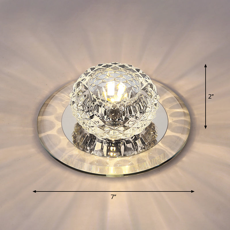 Bowl Shade Entryway LED Flush Mount Light Crystal Simplicity Flush Mount Ceiling Light Clear Warm Clearhalo 'Ceiling Lights' 'Close To Ceiling Lights' 'Close to ceiling' 'Flush mount' Lighting' 2247541