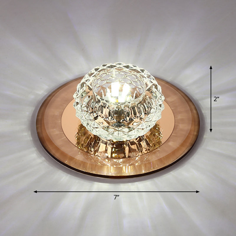 Bowl Shade Entryway LED Flush Mount Light Crystal Simplicity Flush Mount Ceiling Light Tan White Clearhalo 'Ceiling Lights' 'Close To Ceiling Lights' 'Close to ceiling' 'Flush mount' Lighting' 2247542