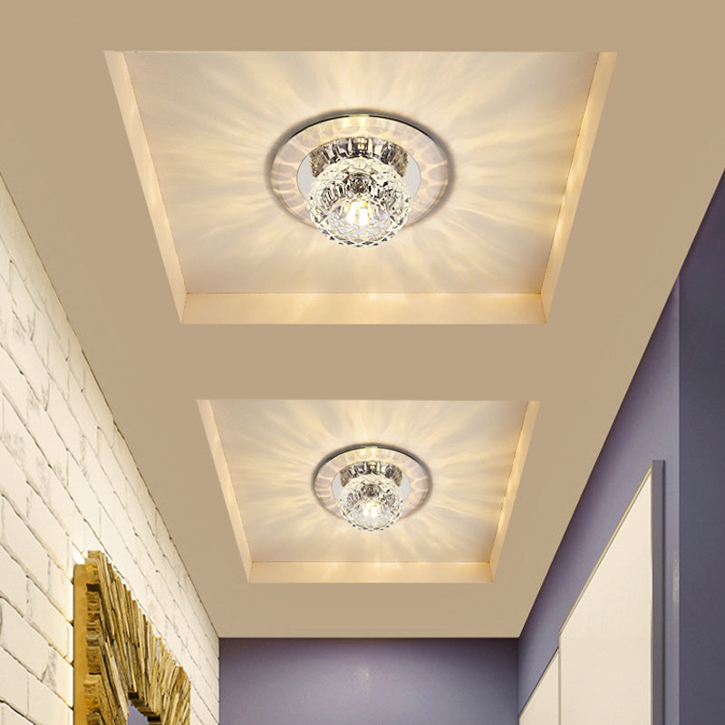 Bowl Shade Entryway LED Flush Mount Light Crystal Simplicity Flush Mount Ceiling Light Clearhalo 'Ceiling Lights' 'Close To Ceiling Lights' 'Close to ceiling' 'Flush mount' Lighting' 2247545
