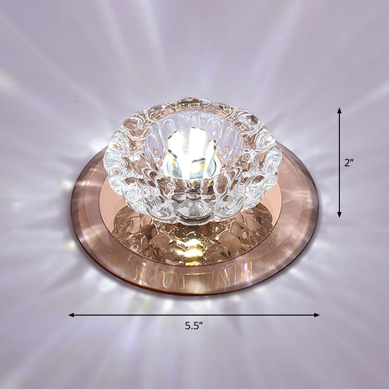 Flower Corridor LED Flush Mount Light Crystal Simplicity Flush Mount Ceiling Light Tan White Clearhalo 'Ceiling Lights' 'Close To Ceiling Lights' 'Close to ceiling' 'Flush mount' Lighting' 2247586