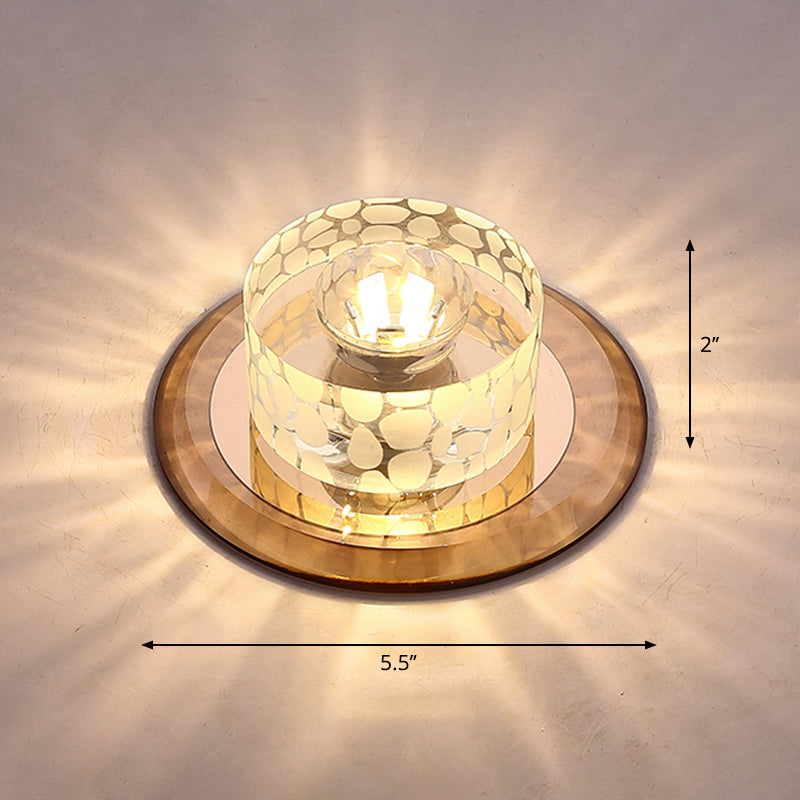 Circular LED Flush Mount Light Simplicity Crystal Corridor Flush Mount Ceiling Light Tan Warm Clearhalo 'Ceiling Lights' 'Close To Ceiling Lights' 'Close to ceiling' 'Flush mount' Lighting' 2247663
