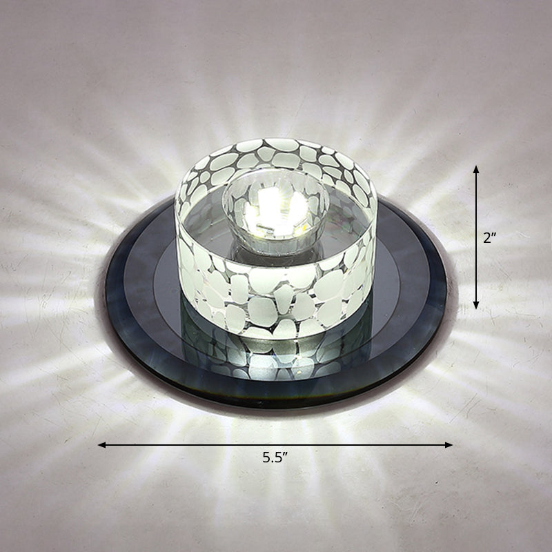Circular LED Flush Mount Light Simplicity Crystal Corridor Flush Mount Ceiling Light Black White Clearhalo 'Ceiling Lights' 'Close To Ceiling Lights' 'Close to ceiling' 'Flush mount' Lighting' 2247665