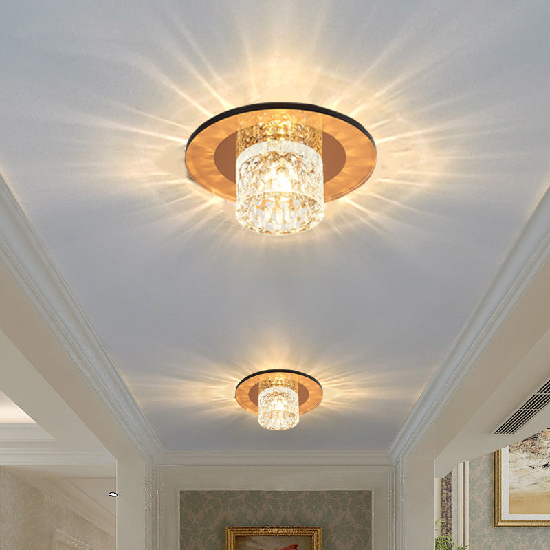 Crystal Cylinder Flush Mount Lighting Minimalist LED Flush Mount Spotlight for Hallway Clearhalo 'Ceiling Lights' 'Close To Ceiling Lights' 'Close to ceiling' 'Flush mount' Lighting' 2247673