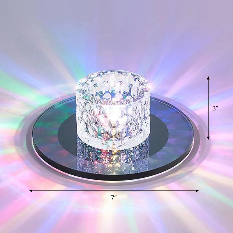 Crystal Cylinder Flush Mount Lighting Minimalist LED Flush Mount Spotlight for Hallway Black Multi Color Clearhalo 'Ceiling Lights' 'Close To Ceiling Lights' 'Close to ceiling' 'Flush mount' Lighting' 2247681