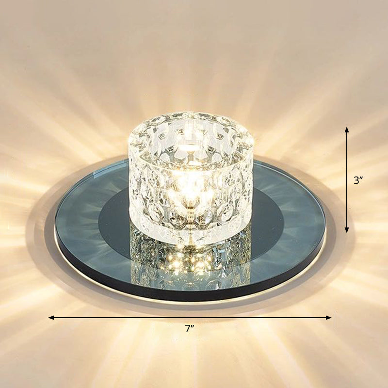 Crystal Cylinder Flush Mount Lighting Minimalist LED Flush Mount Spotlight for Hallway Black Warm Clearhalo 'Ceiling Lights' 'Close To Ceiling Lights' 'Close to ceiling' 'Flush mount' Lighting' 2247683