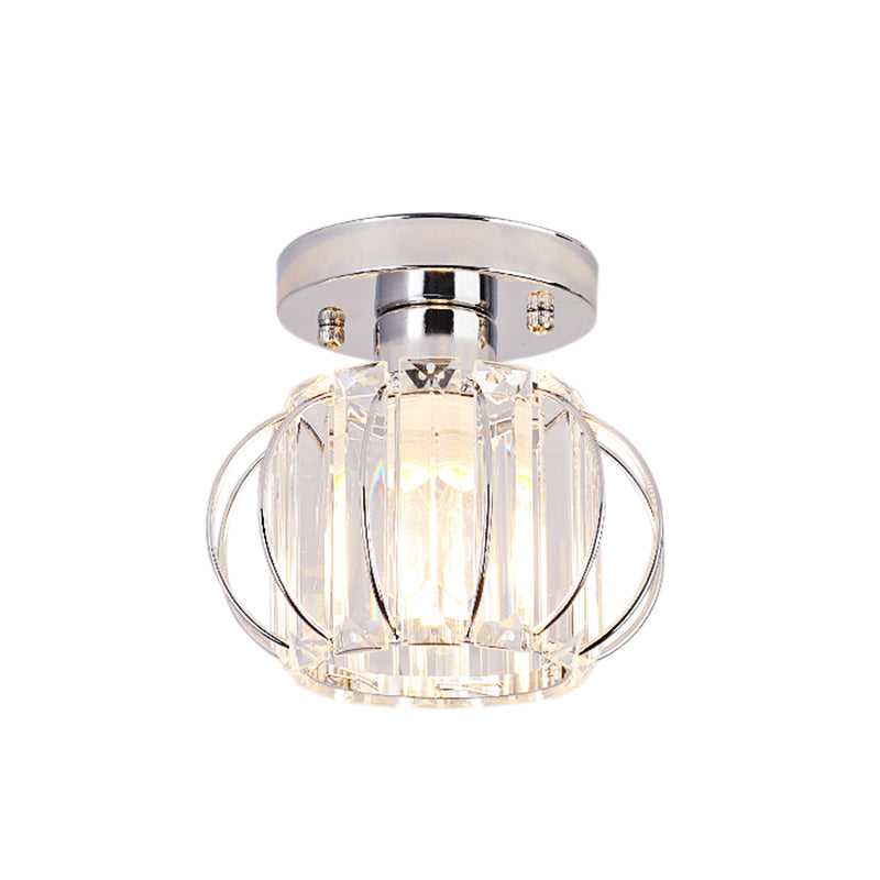 Black/Chrome Globe Mini Flush Lamp Crystal 1 Light Simplicity Corridor Ceiling Mounted Light Clearhalo 'Ceiling Lights' 'Close To Ceiling Lights' 'Close to ceiling' 'Flush mount' Lighting' 224773