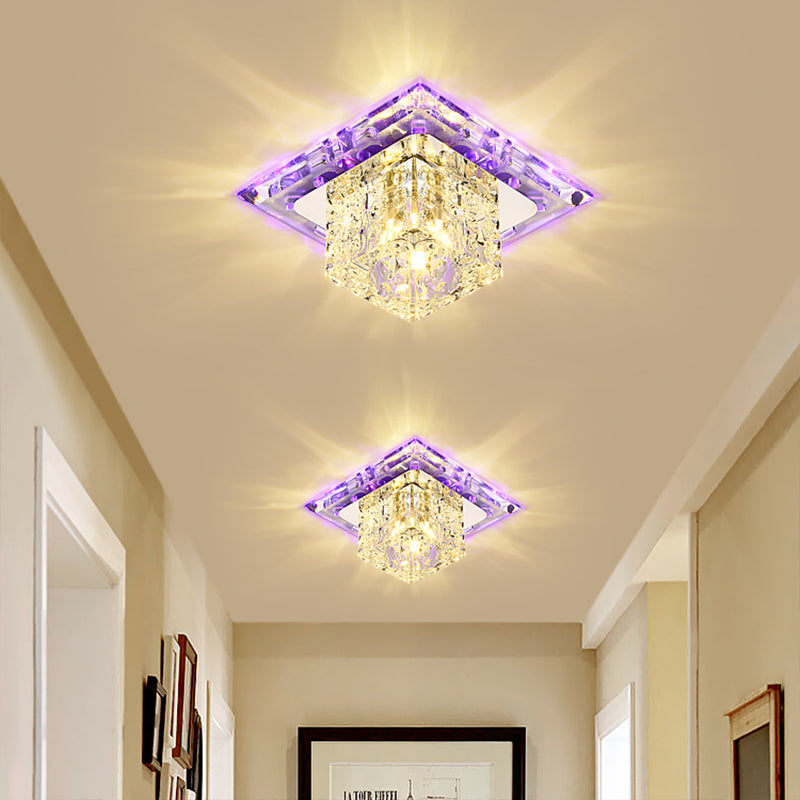 Simplicity Square LED Flush Mount Light Crystal Entryway Flush Mount Ceiling Light in Clear Clearhalo 'Ceiling Lights' 'Close To Ceiling Lights' 'Close to ceiling' 'Flush mount' Lighting' 2247748