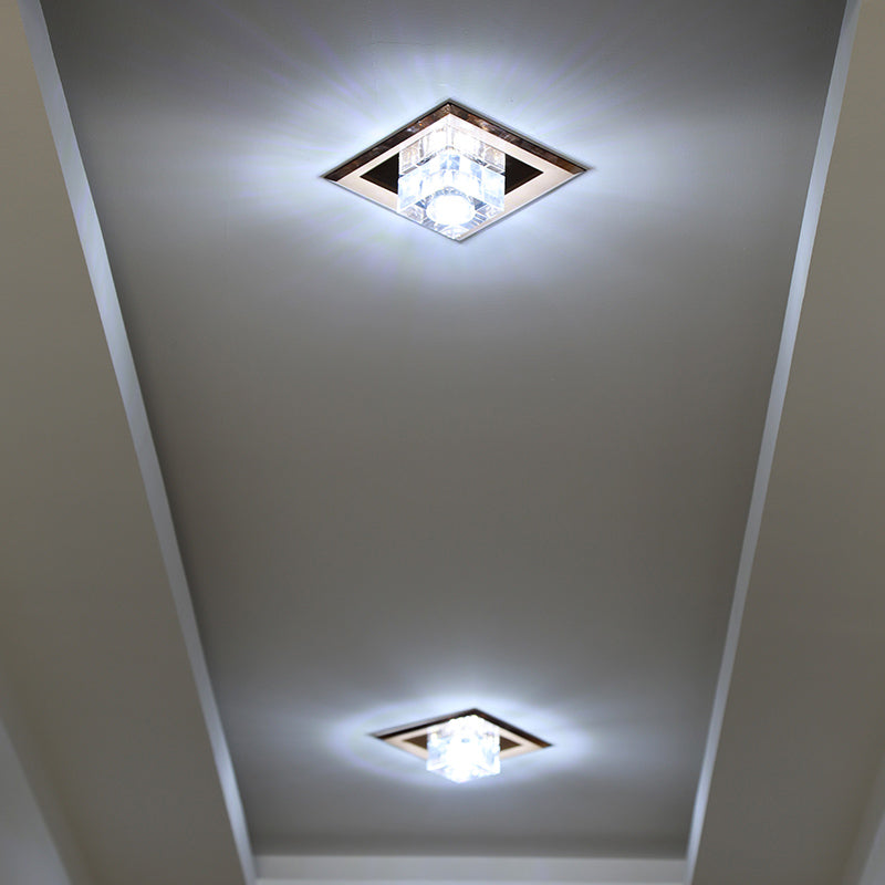 Contemporary Squared Flush Ceiling Light Crystal Entryway LED Flush Mount Lighting Fixture Clearhalo 'Ceiling Lights' 'Close To Ceiling Lights' 'Close to ceiling' 'Flush mount' Lighting' 2247793