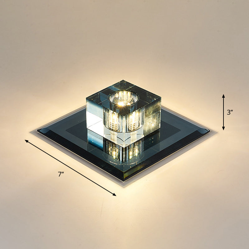 Contemporary Squared Flush Ceiling Light Crystal Entryway LED Flush Mount Lighting Fixture Black Warm Clearhalo 'Ceiling Lights' 'Close To Ceiling Lights' 'Close to ceiling' 'Flush mount' Lighting' 2247794