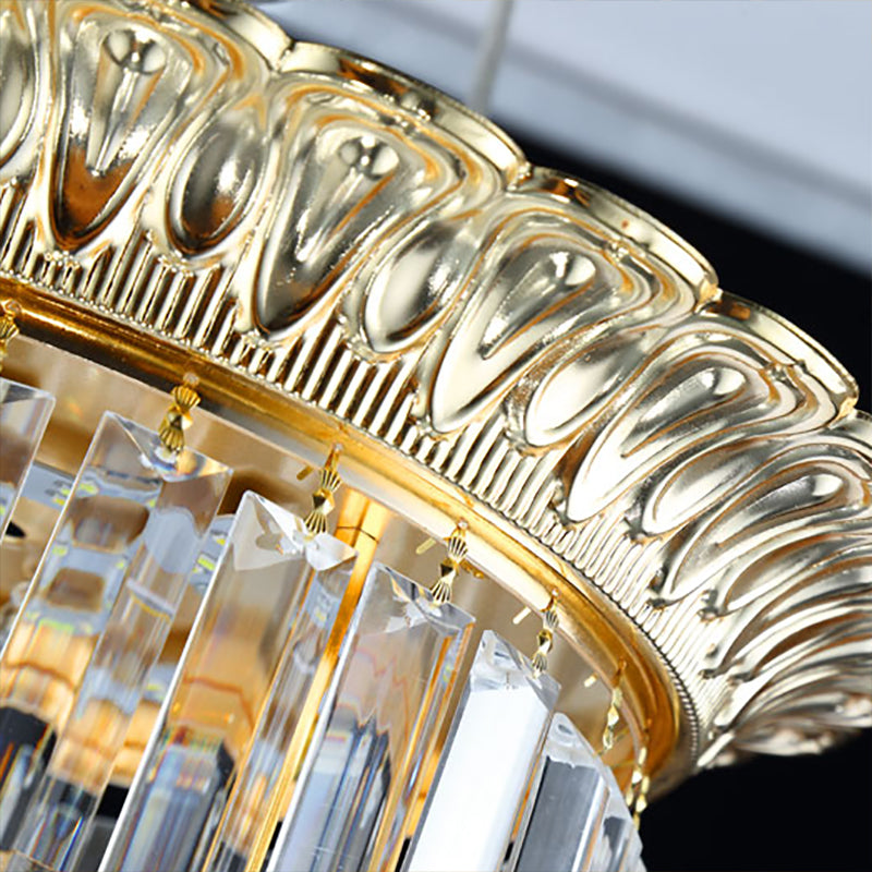 2 Tiers Faceted Crystal Flush Light Minimalist 14"/16" W LED Golden Indoor Ceiling Lighting Clearhalo 'Ceiling Lights' 'Close To Ceiling Lights' 'Close to ceiling' 'Flush mount' Lighting' 224780