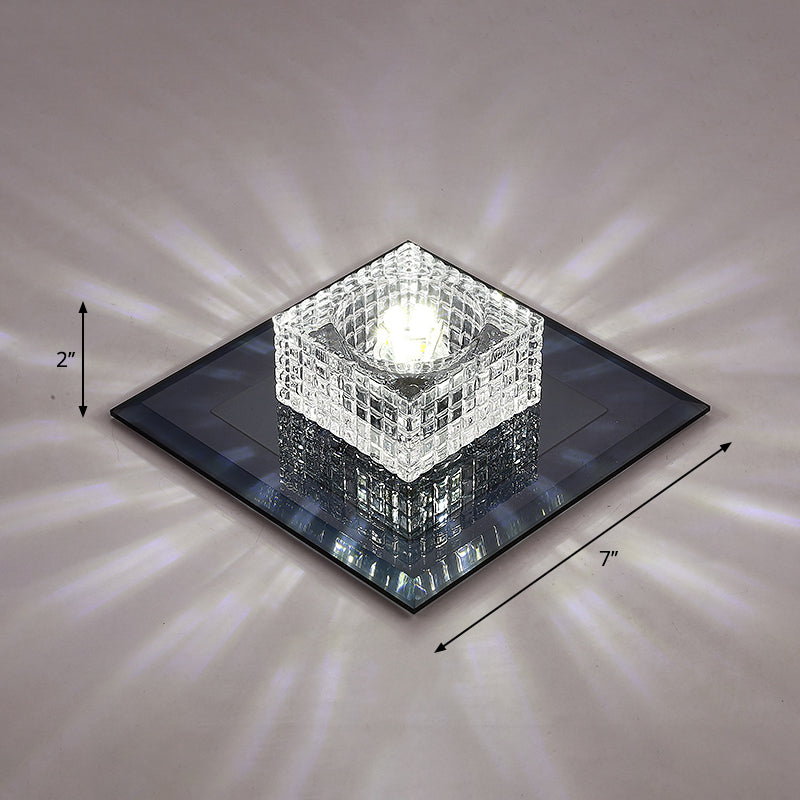 Squared LED Flush Mount Light Simplicity Clear Crystal Passage Flush Mount Ceiling Light Black White Clearhalo 'Ceiling Lights' 'Close To Ceiling Lights' 'Close to ceiling' 'Flush mount' Lighting' 2247807